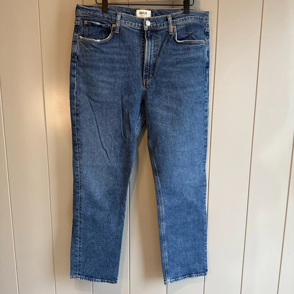 Agolde Merrel Slim Ankle Jeans in Cinema Medium Structured Denim Women's Size 31